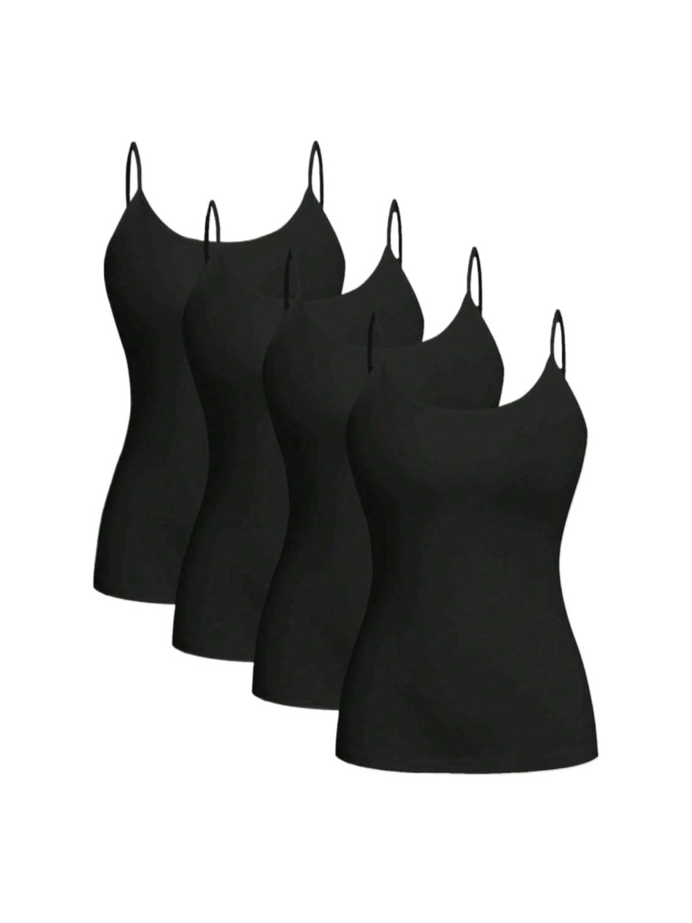 Camisole Built in Bra Wireless Fabric Support Short Cami Tank Top 4-Pack Cotton